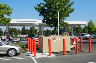 bollard sleeve covers at gas station